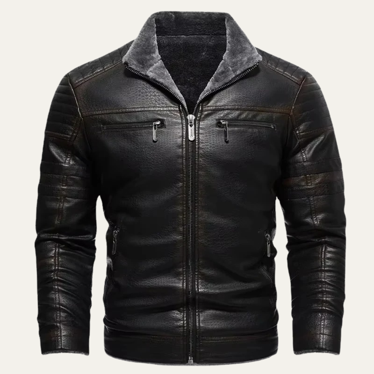 The Grayshire Men’s Vintage Shearling Lined Leather Jacket