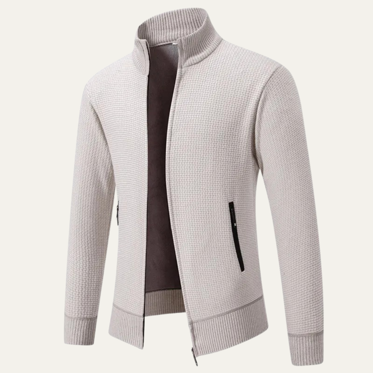 The Montefalco Men’s Casual Knitted Stand Collar Zip Cardigan