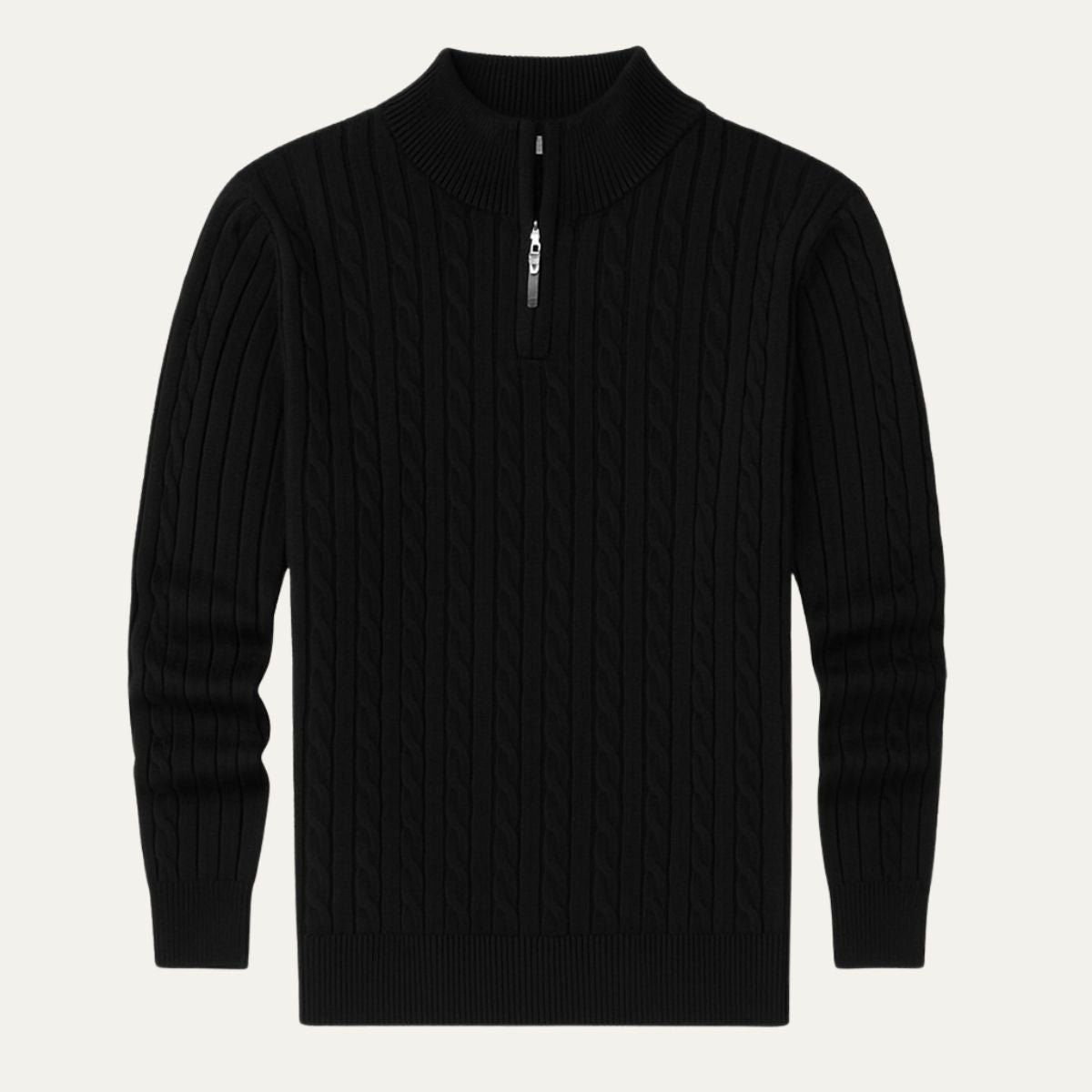 The Wells Cable-knit Quarter Zip Jumper