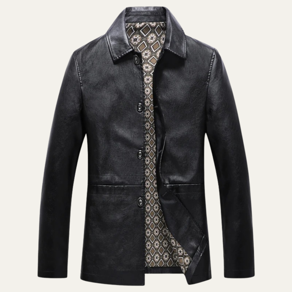 The Portofino Men’s Button Up Leather Winter Jacket