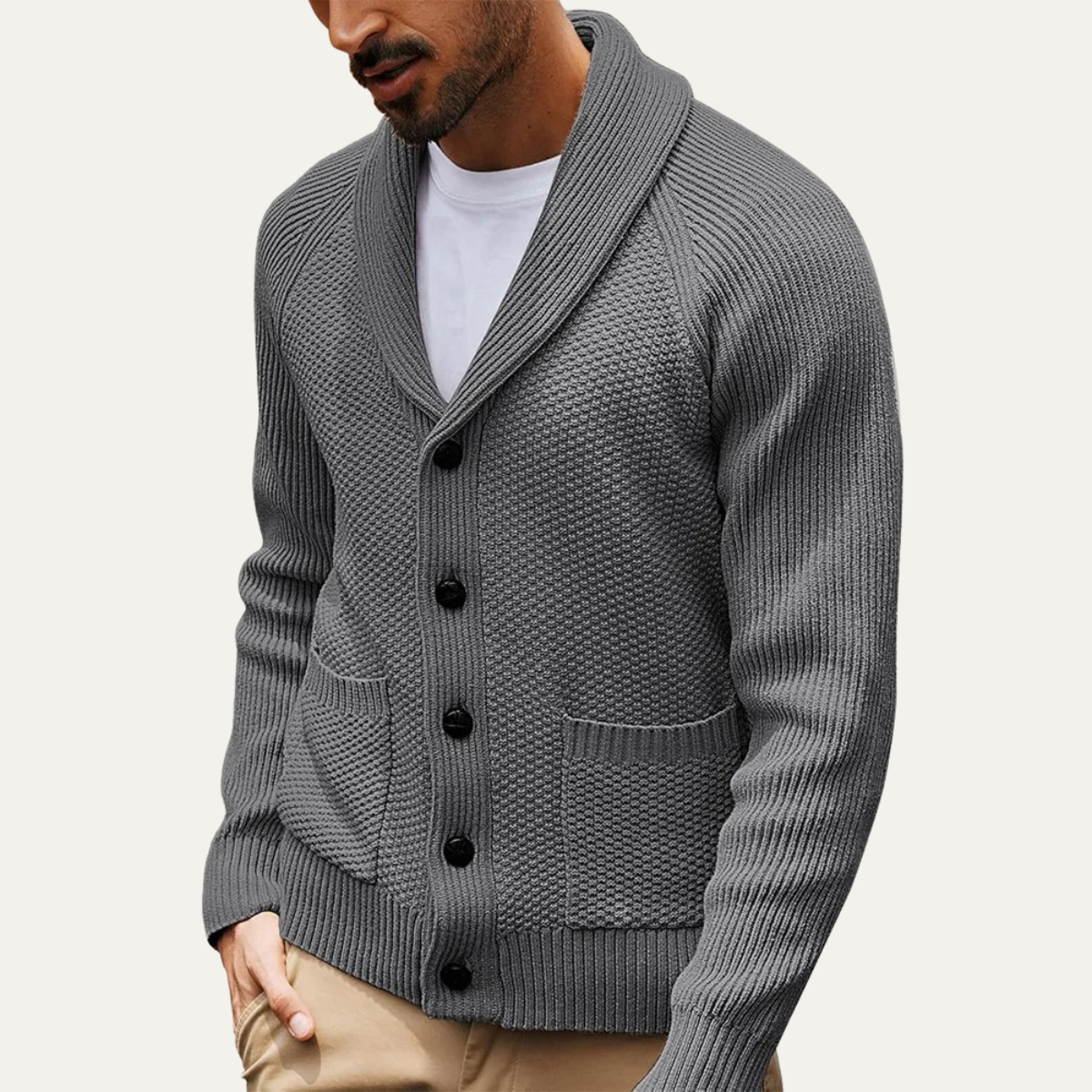 The Pembroke Men's Shawl Collar Button Up Knit Cardigan
