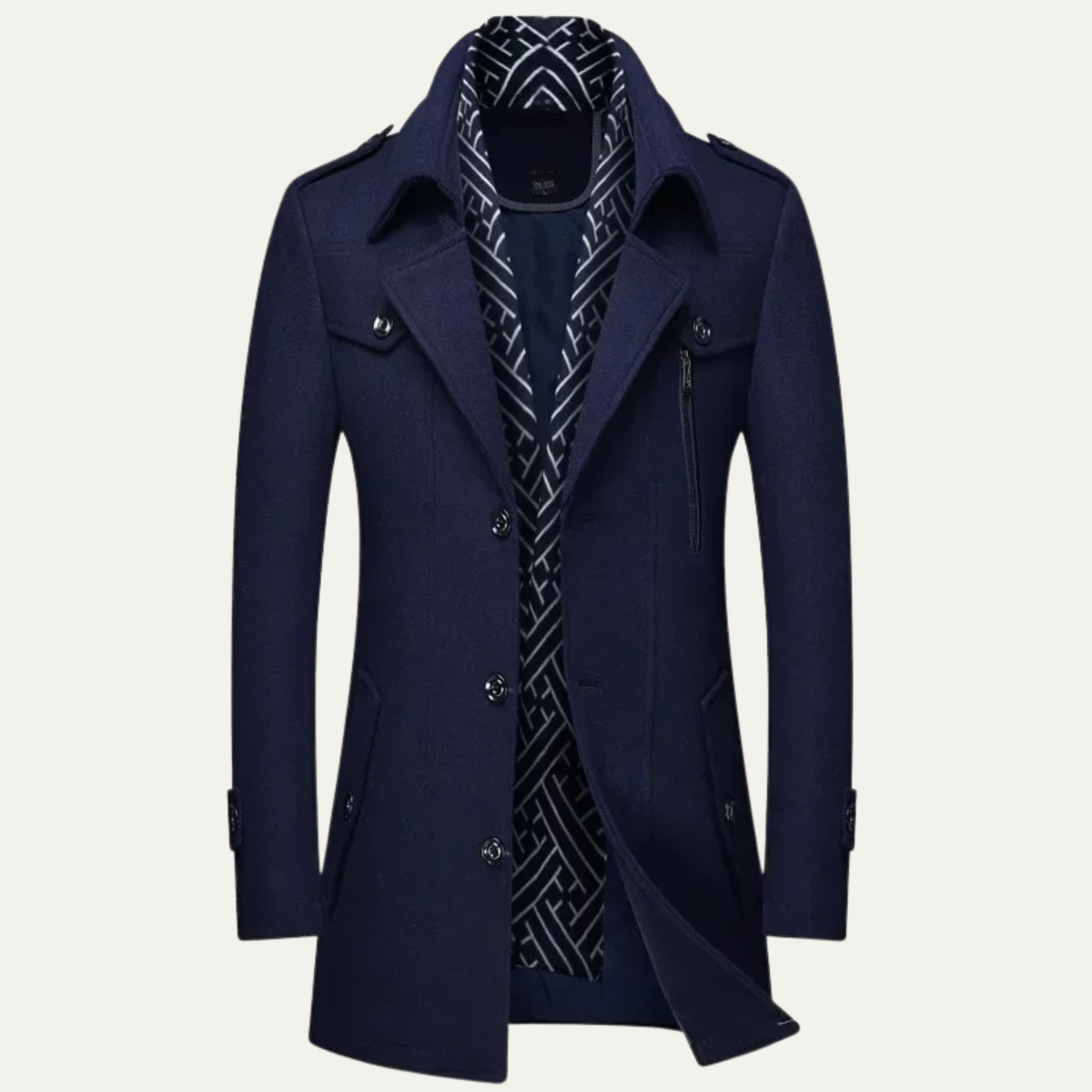 The Siena Men's Wool Blend Long Trench Coat with Lapel Collar