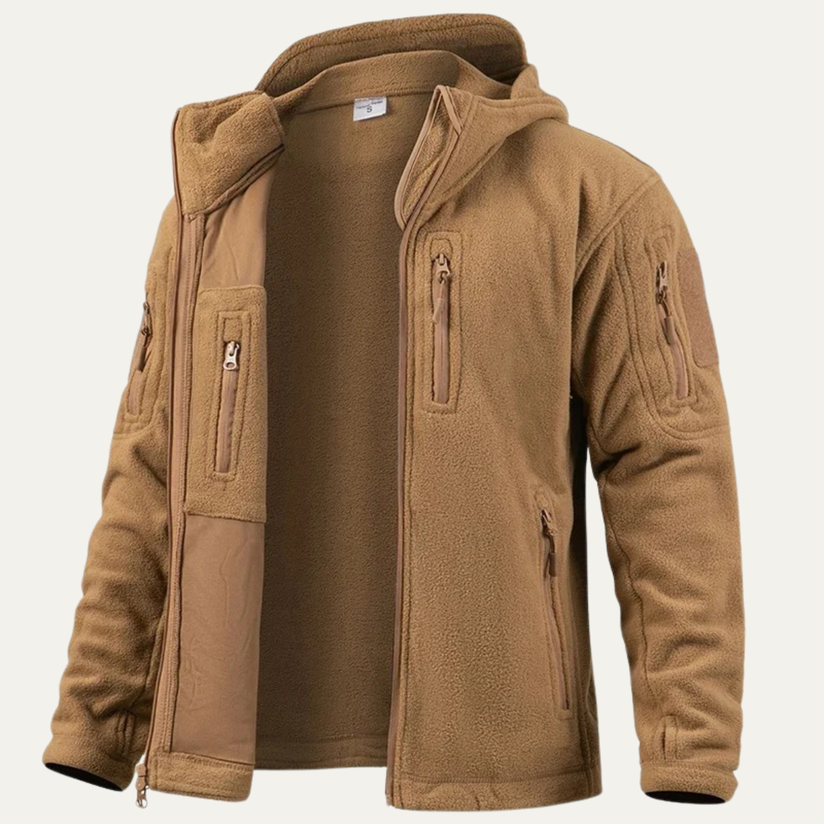 The Pitigliano Men’s Warm Tactical Fleece Jacket with Hood and Multi Pockets