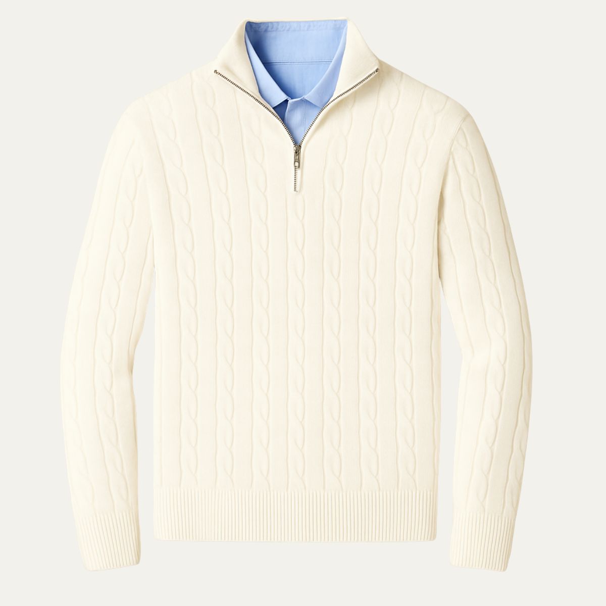 The St. Moritz Cable Knit Zipper Jumper for Men - Old Money Style
