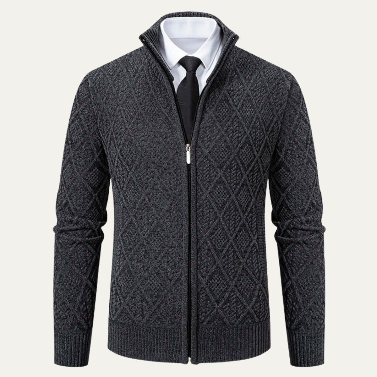 The Arezzo Men’s Smart Casual Diamond Patterned Knit Jacket