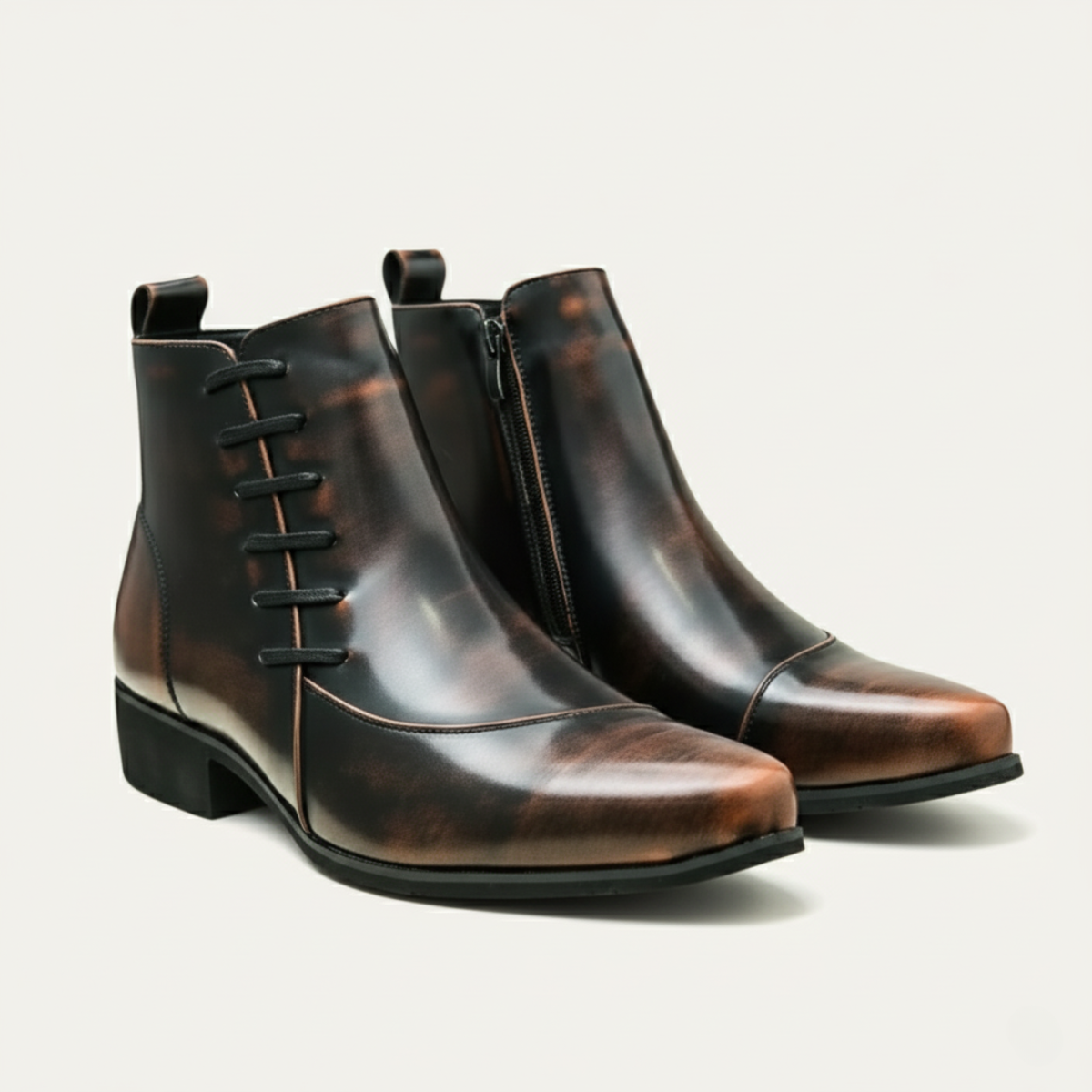 The Paisley Men's Modern Polished Leather Lace Up Chelsea Boots