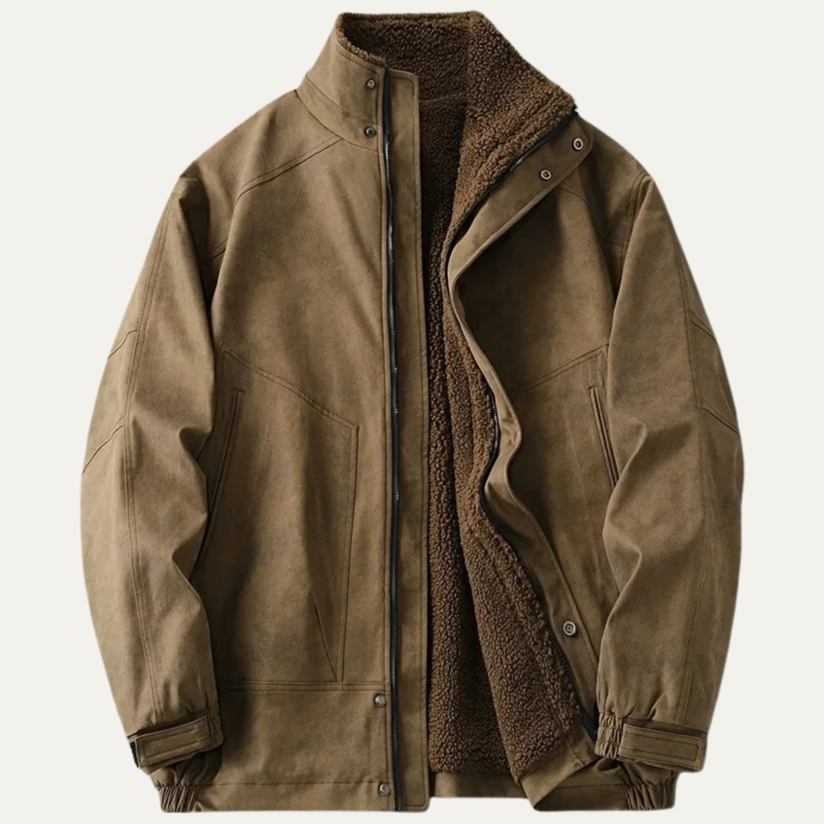 The Sandringham Men’s Warm Fleece Lined Vintage Brown Suede Jacket