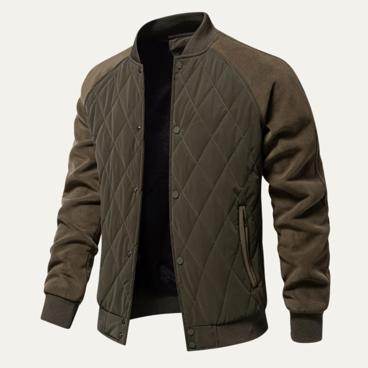 The Ryde Men’s Casual Patchwork Winter Quilted Bomber Jacket