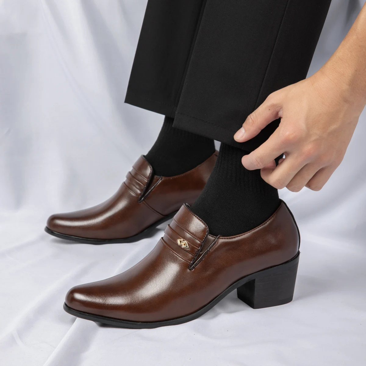 The Lazise Men’s Cuban Heel Dress Shoes – Leather Slip On Formal Loafers