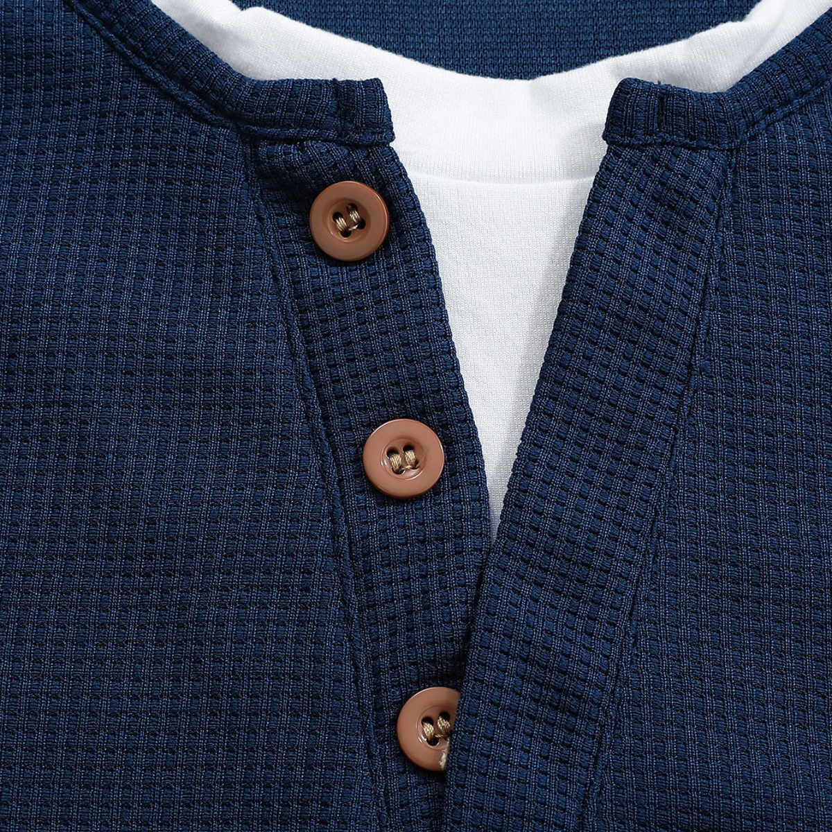 The Otranto Men’s Casual Waffle Knit Henley Shirt