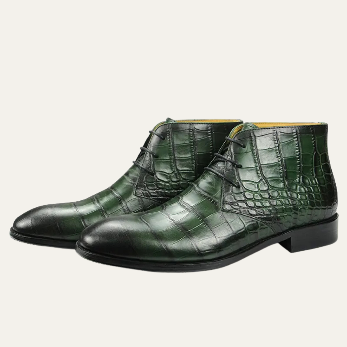 The Catanzaro Men’s Crocodile Pattern Leather Lace Up Dress Boots