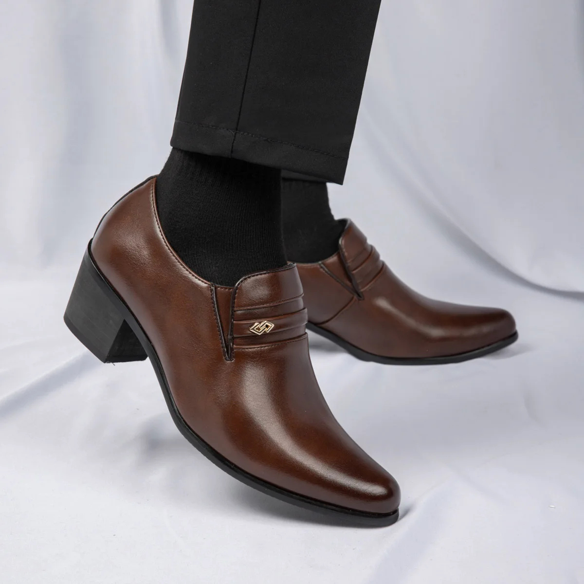 The Lazise Men’s Cuban Heel Dress Shoes – Leather Slip On Formal Loafers