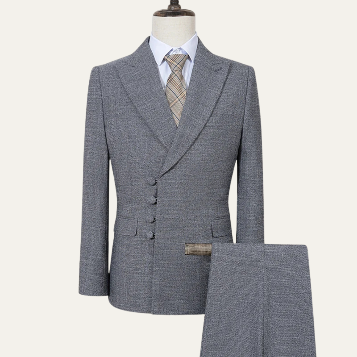 The Peschiera Men's Elegant 2 Piece Slim Fit Suit – Beige Formal Blazer & Trousers Set