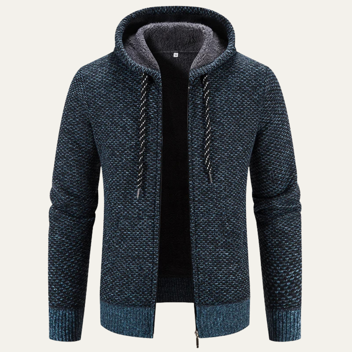 The Cannigione Men’s Casual Zip Up Knitted Winter Jacket with Hood