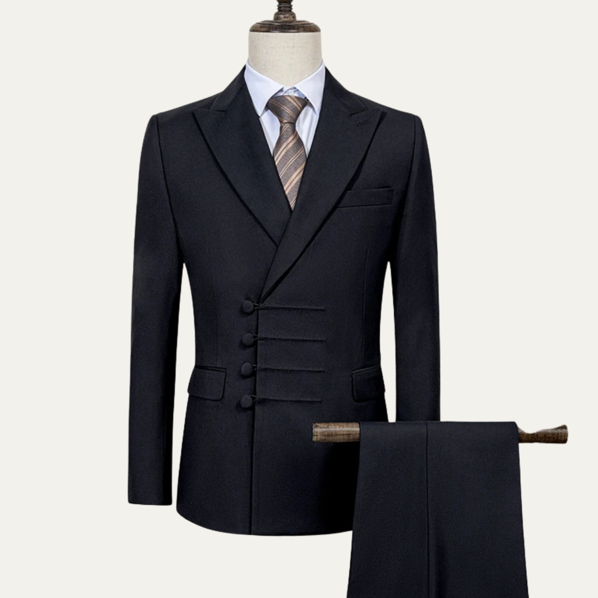 The Peschiera Men's Elegant 2 Piece Slim Fit Suit – Beige Formal Blazer & Trousers Set