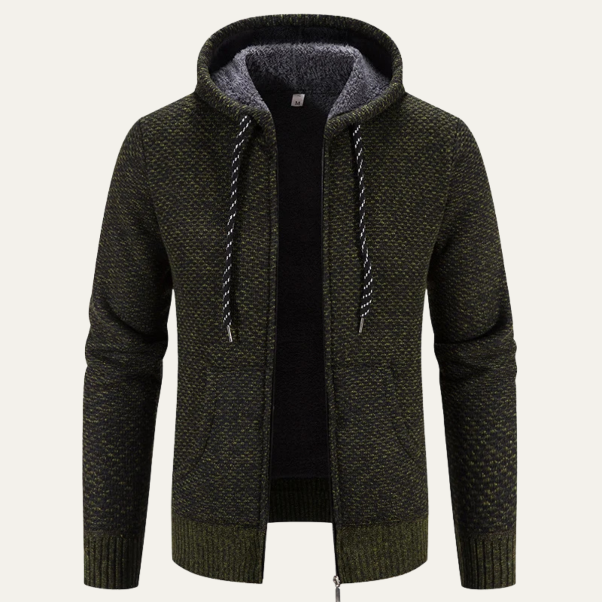 The Cannigione Men’s Casual Zip Up Knitted Winter Jacket with Hood