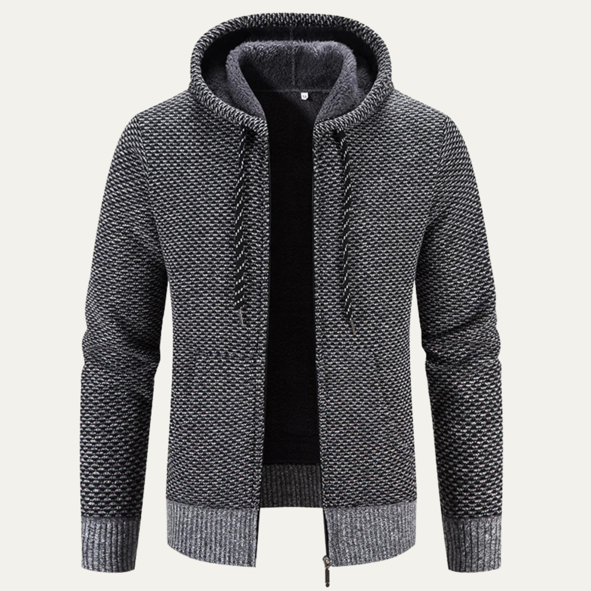 The Cannigione Men’s Casual Zip Up Knitted Winter Jacket with Hood