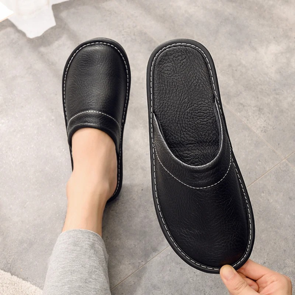 The Shaftesbury Men’s Soft Leather Indoor House Shoes