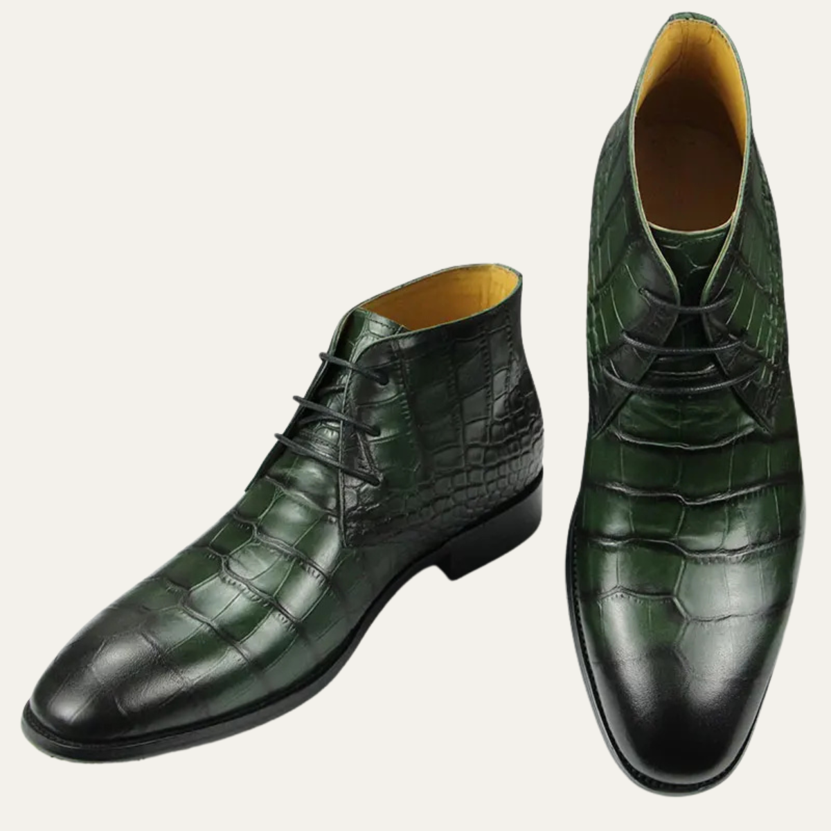 The Catanzaro Men’s Crocodile Pattern Leather Lace Up Dress Boots