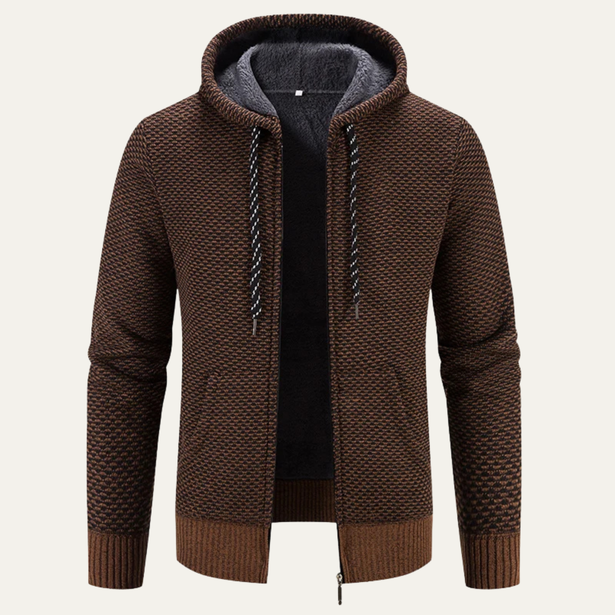 The Cannigione Men’s Casual Zip Up Knitted Winter Jacket with Hood