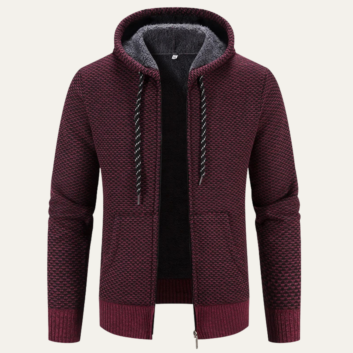 The Cannigione Men’s Casual Zip Up Knitted Winter Jacket with Hood