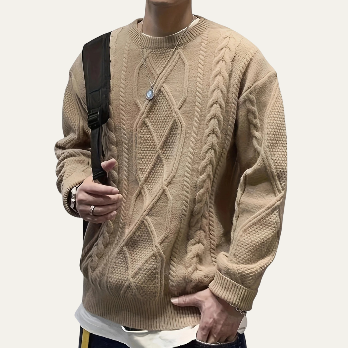 The Aberdeen Men’s Warm Chunky Fisherman Cable Knit Winter Jumper