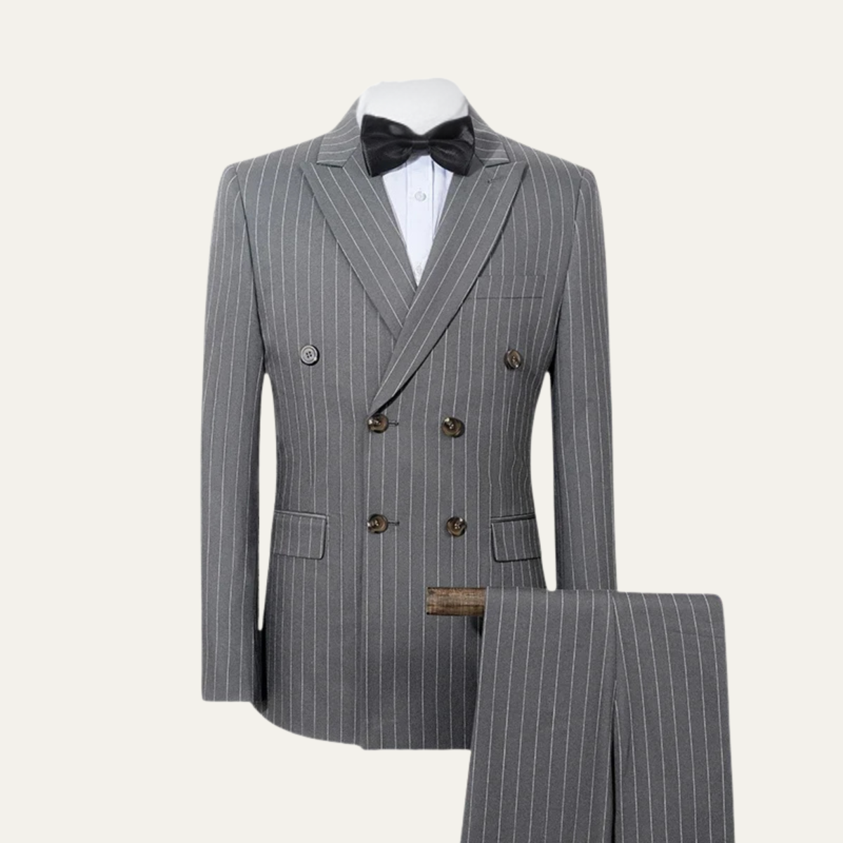 The Torbole Men’s Pinstripe Double Breasted Suit – 2 Piece Slim Fit Blazer & Trousers