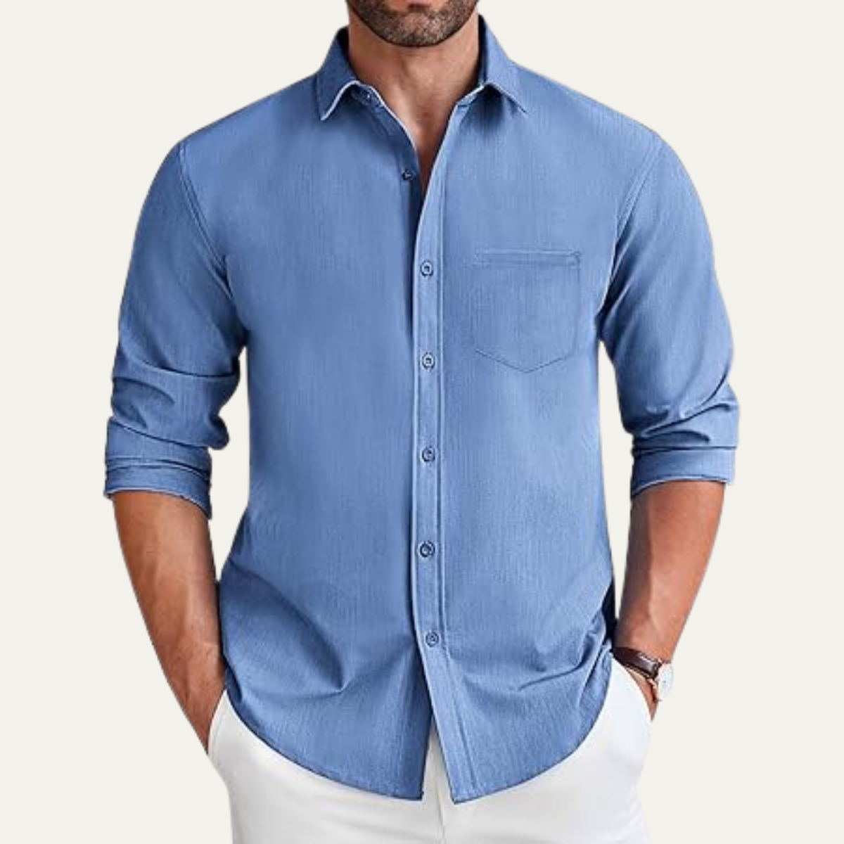 The Positano Men’s Casual Lightweight Cotton Blend Button Down Shirt