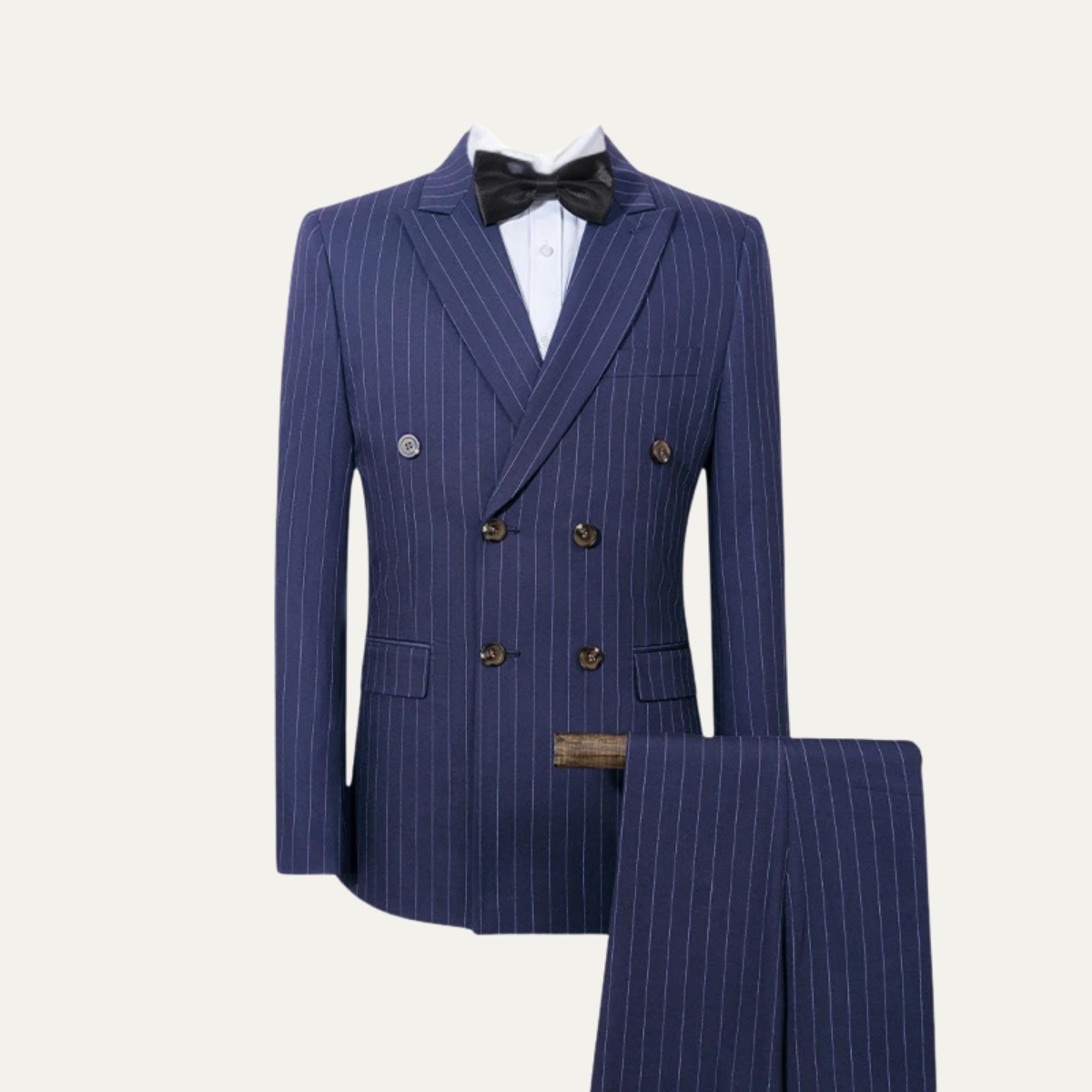 The Torbole Men’s Pinstripe Double Breasted Suit – 2 Piece Slim Fit Blazer & Trousers