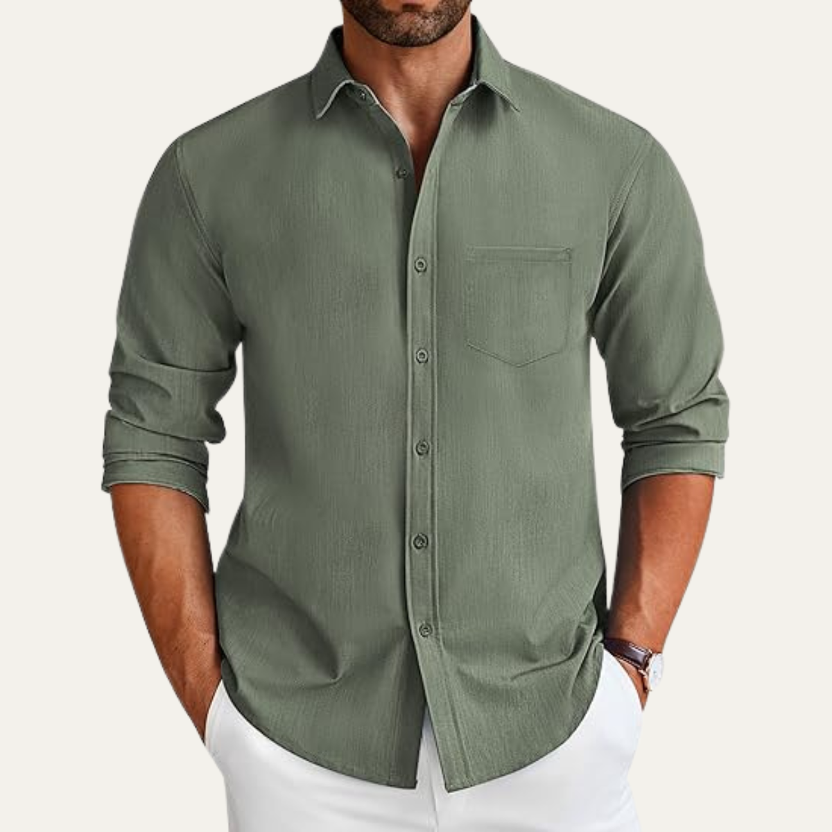 The Positano Men’s Casual Lightweight Cotton Blend Button Down Shirt