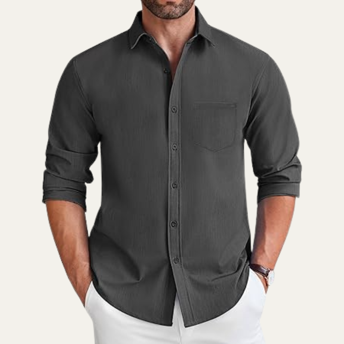 The Positano Men’s Casual Lightweight Cotton Blend Button Down Shirt