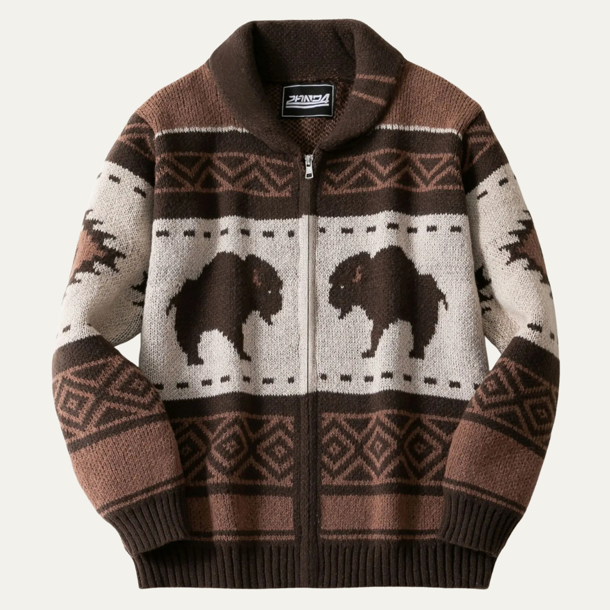 The St Andrews Men's Retro Buffalo Print Winter Cardigan