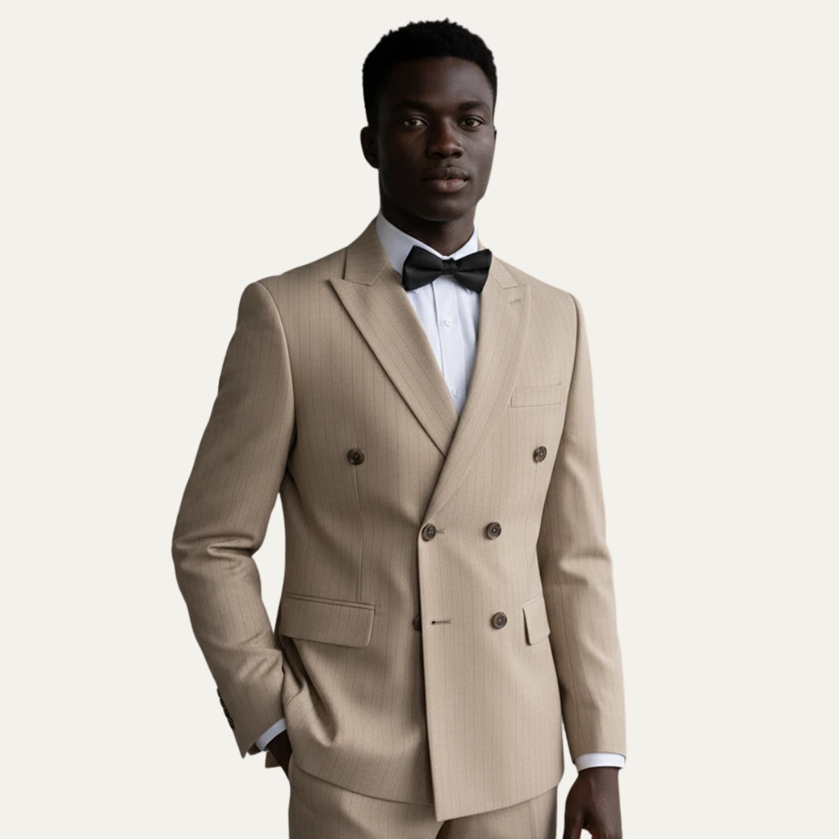 The Torbole Men’s Pinstripe Double Breasted Suit – 2 Piece Slim Fit Blazer & Trousers