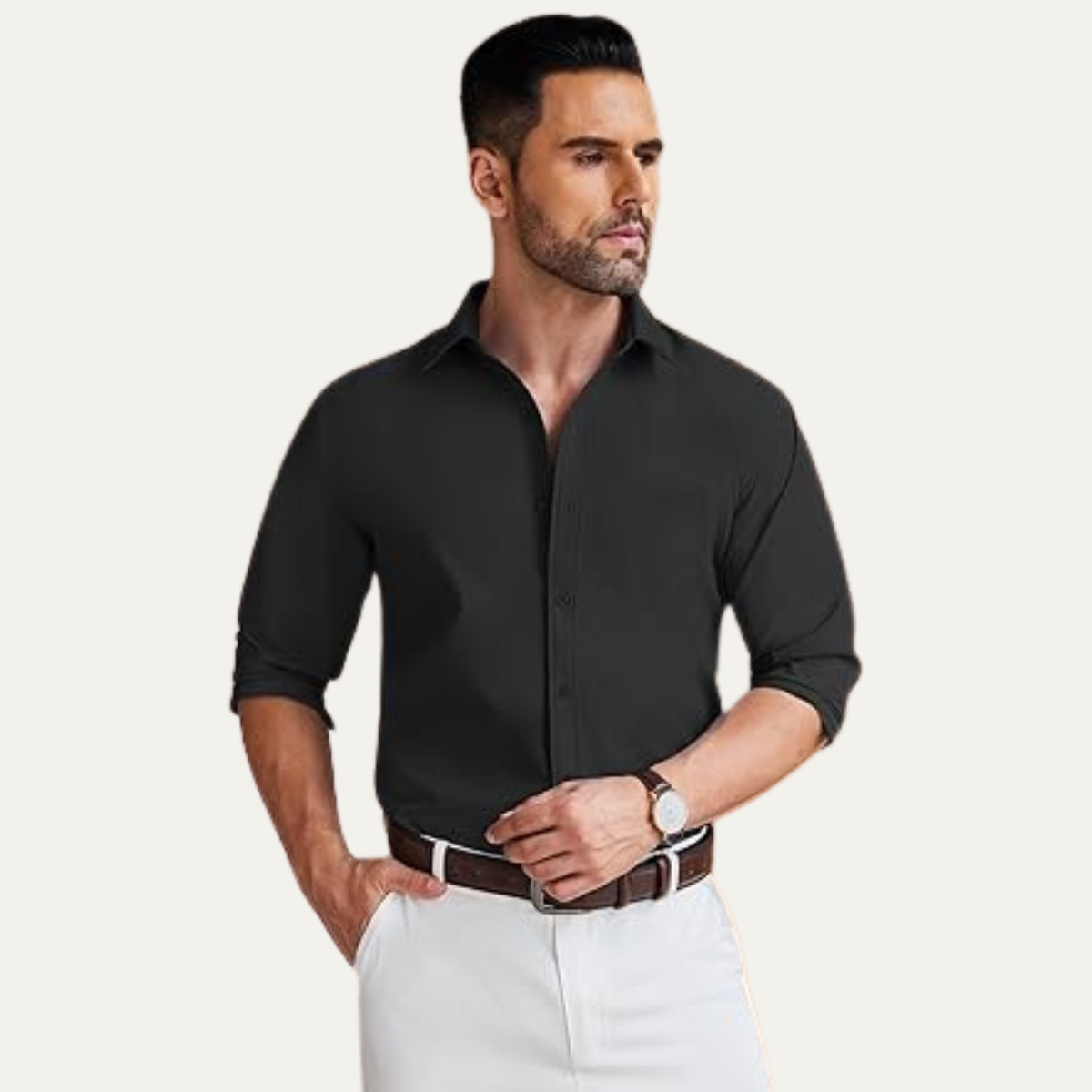 The Positano Men’s Casual Lightweight Cotton Blend Button Down Shirt