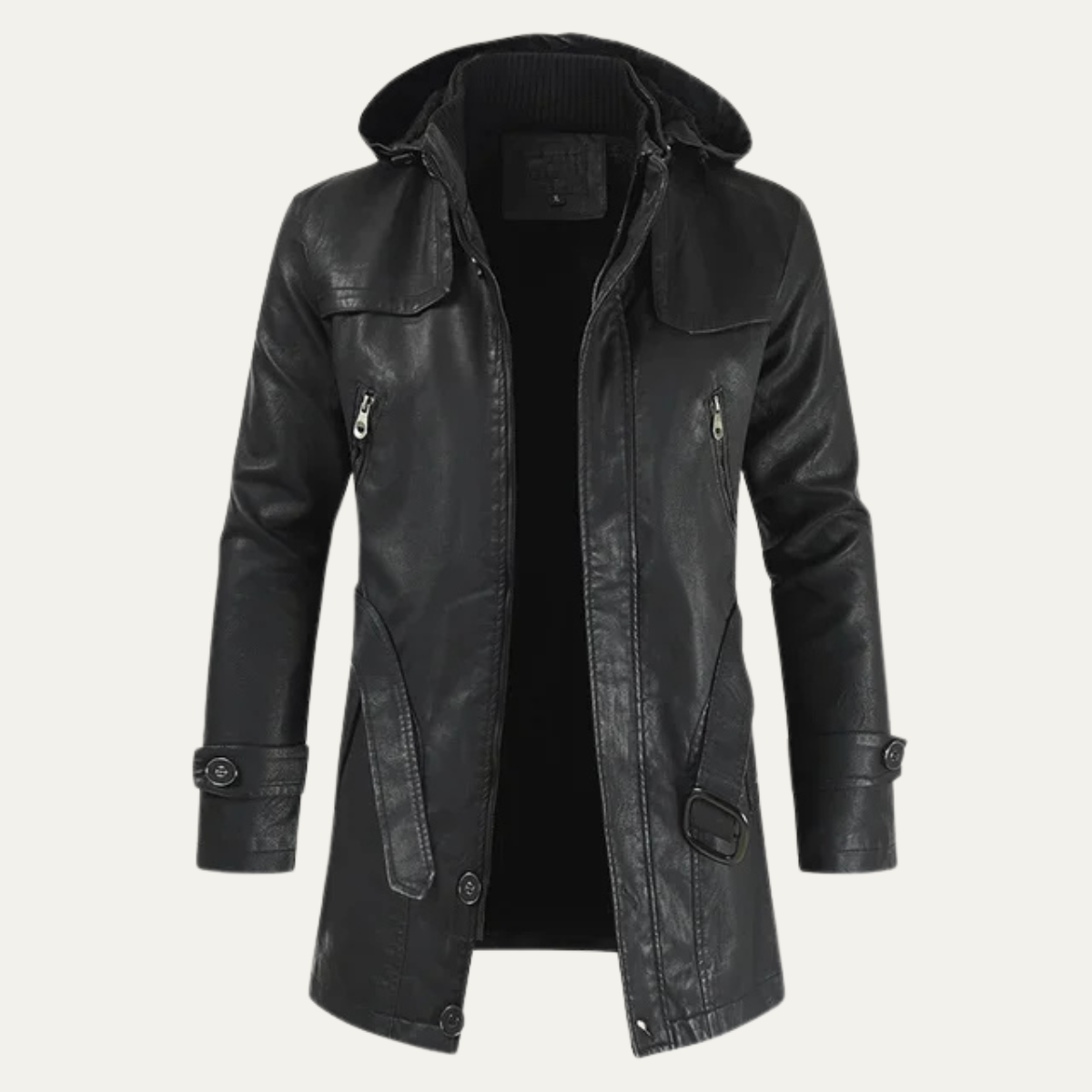 The Linlithgow Men's Retro Hooded Leather Biker Jacket