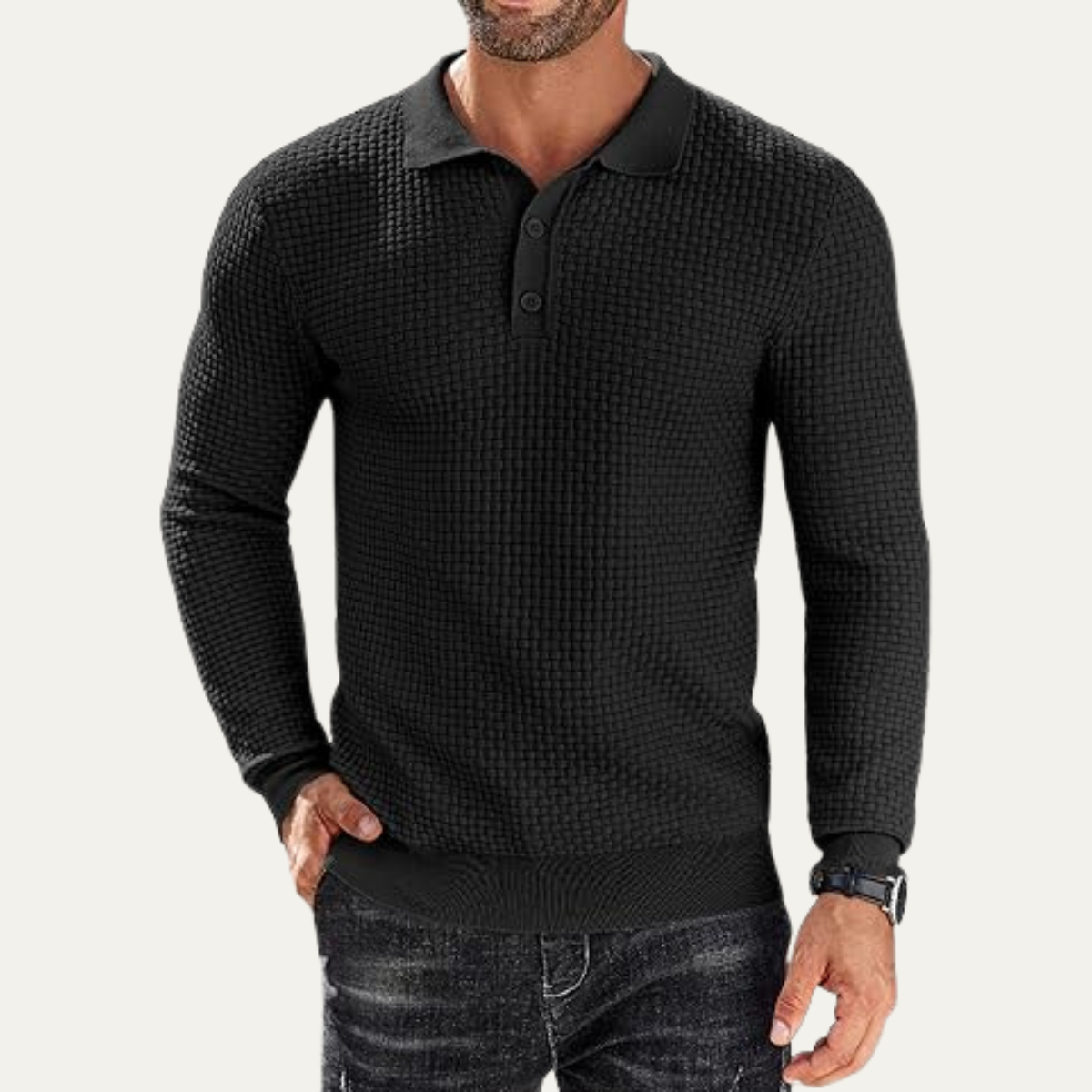 The Ravello Men's Textured Lightweight Knit Polo Shirt