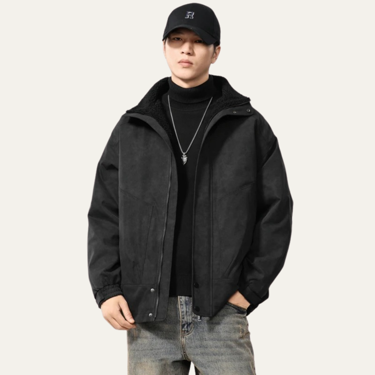 The Hampton Men’s Suede Fleece Lined Bomber Jacket