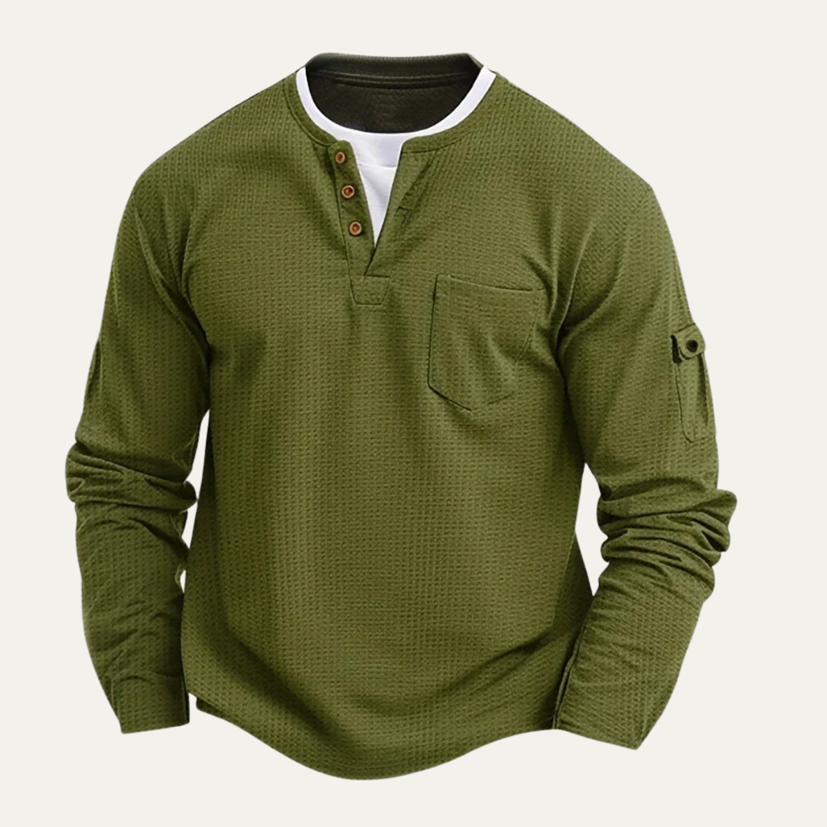 The Otranto Men’s Casual Waffle Knit Henley Shirt