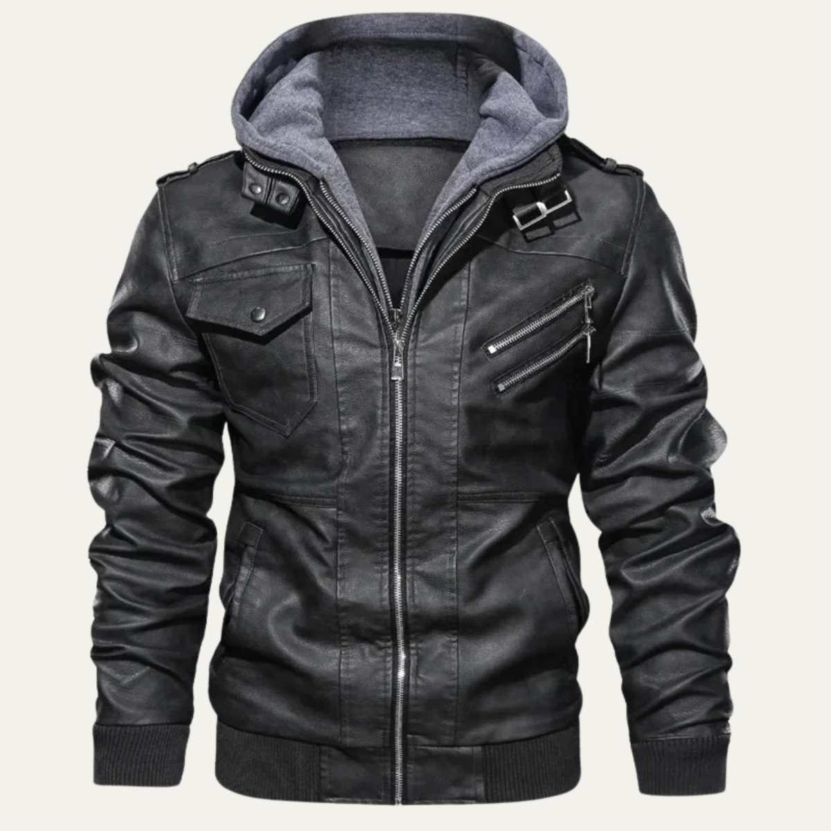 The Chelsea Men’s Vintage Biker Leather Hooded Jacket