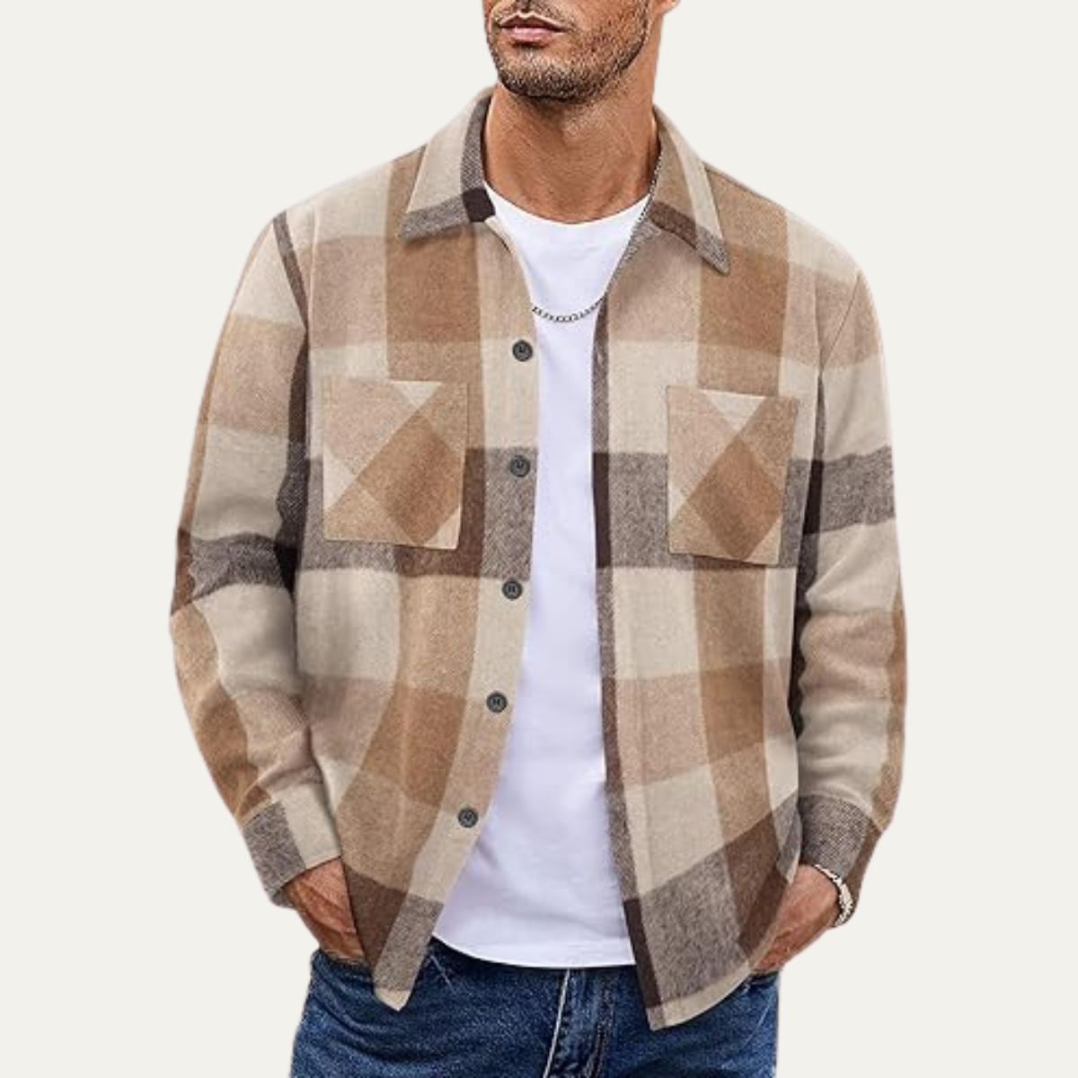 The Sorrento Men’s Trendy Flannel Plaid Fleece Jacket  with Pockets