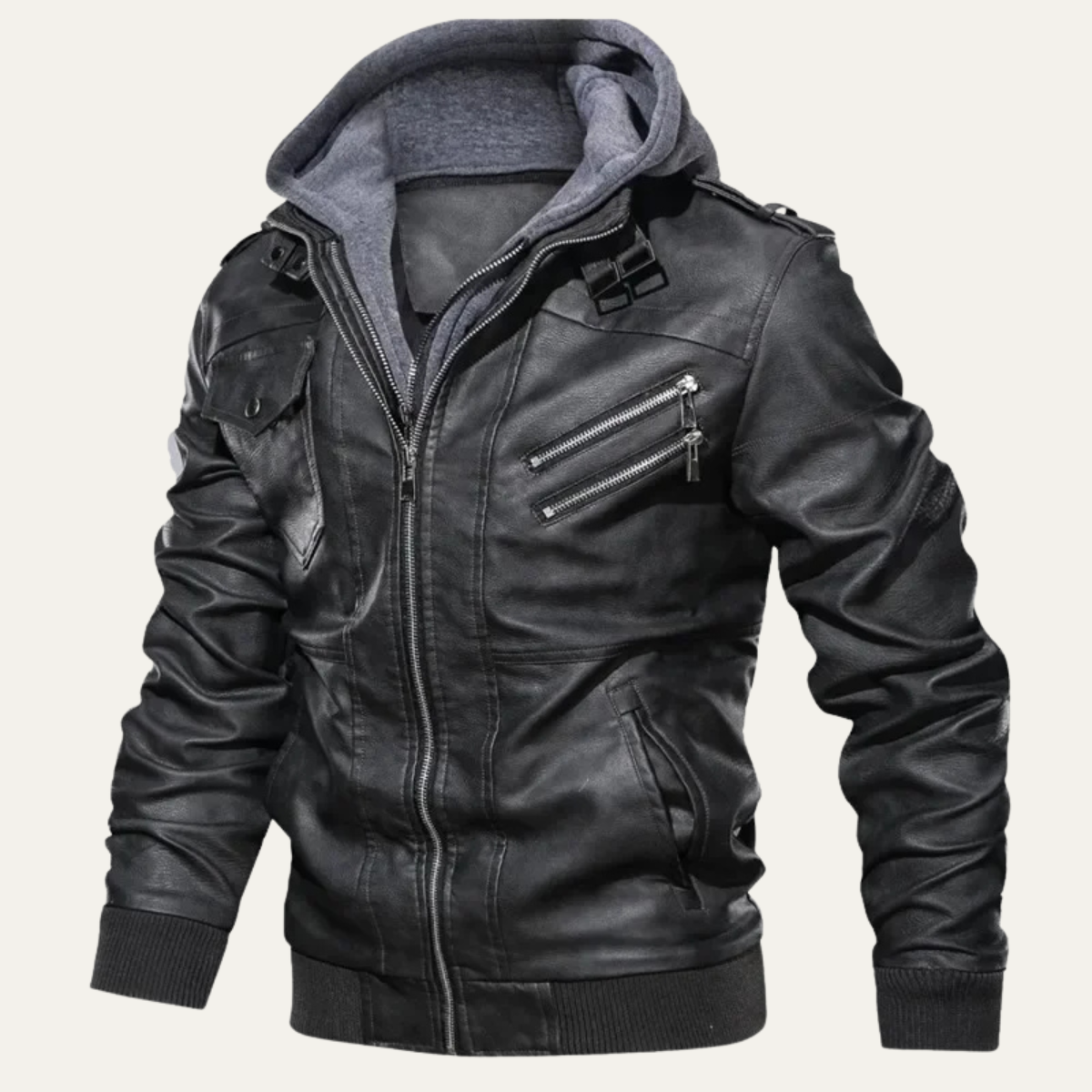 The Chelsea Men’s Vintage Biker Leather Hooded Jacket
