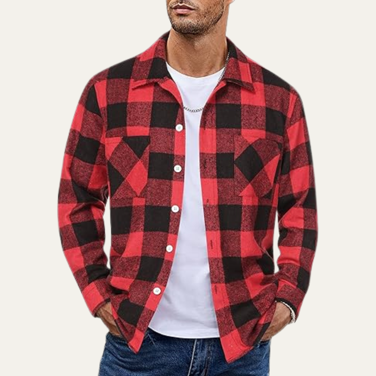 The Sorrento Men’s Trendy Flannel Plaid Fleece Jacket  with Pockets