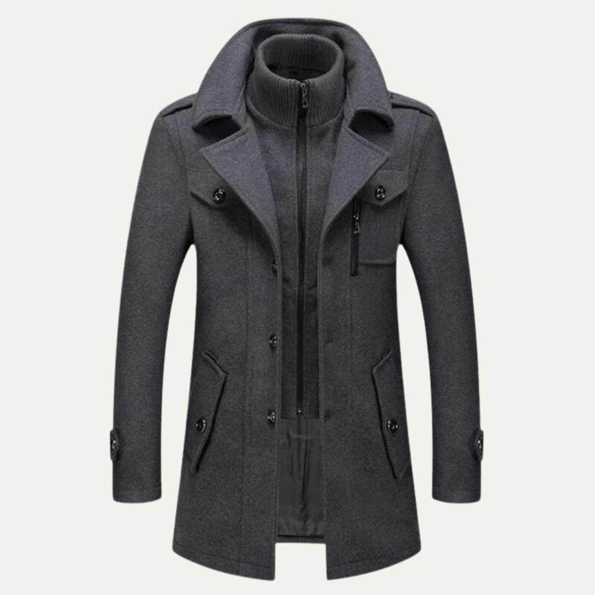 The Amersham Men's Smart Winter Trench Coat with Stand Collar