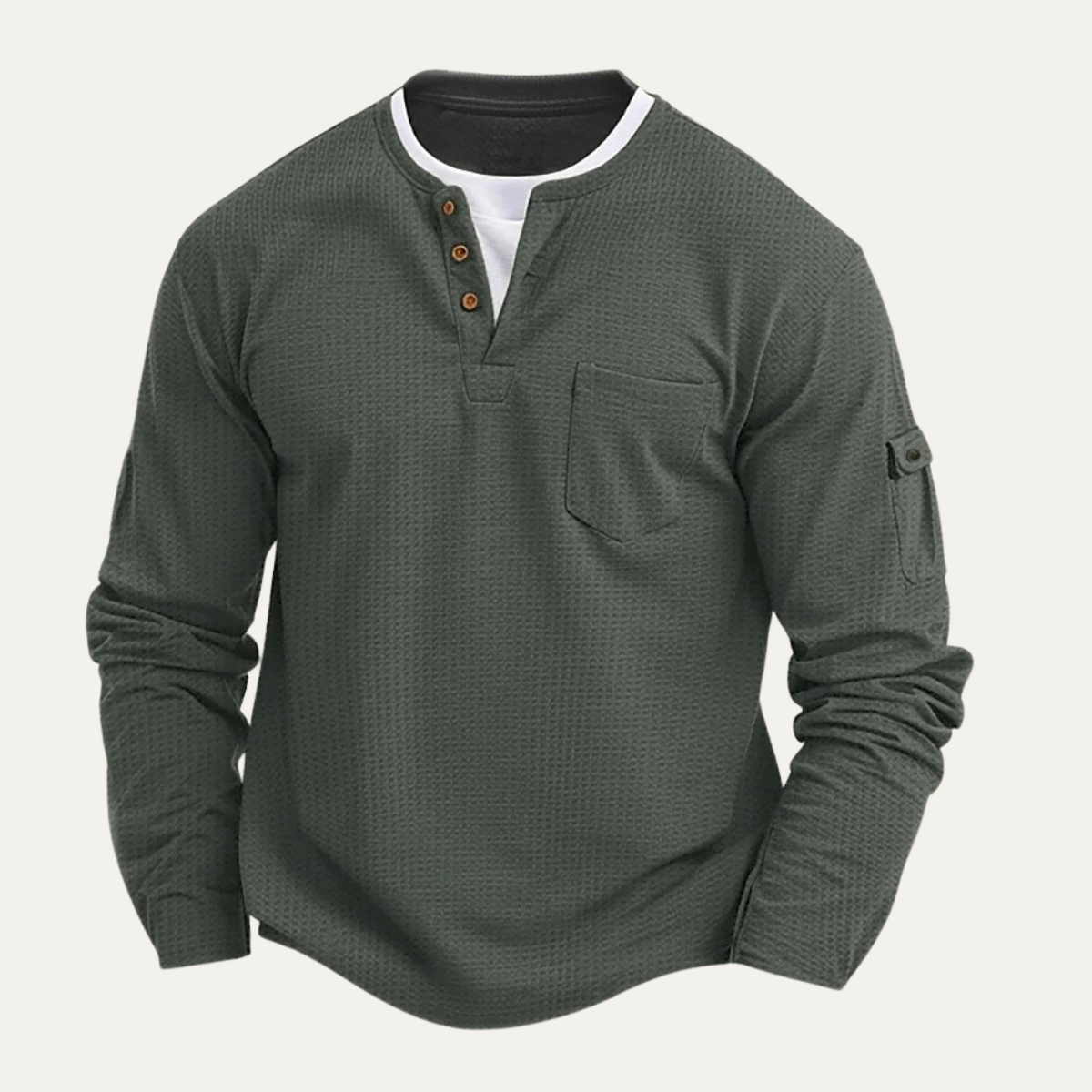 The Otranto Men’s Casual Waffle Knit Henley Shirt
