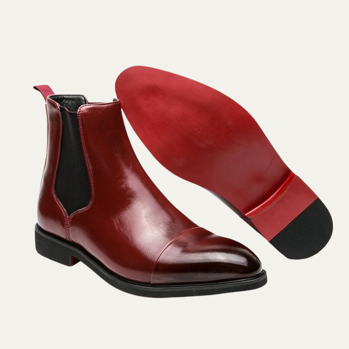 The Rossano Men’s Formal Leather Chelsea Boots with Red Sole