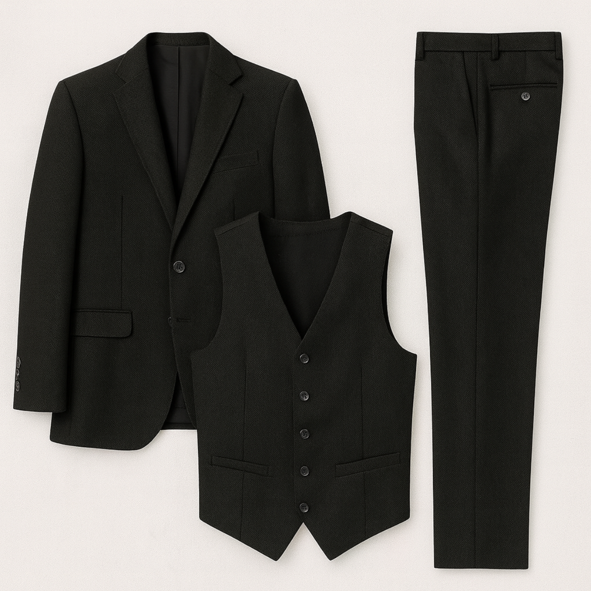 The Accademia Men’s Elegant 3 Piece Tweed Suit – Herringbone Slim Fit Blazer, Gilet & Trousers