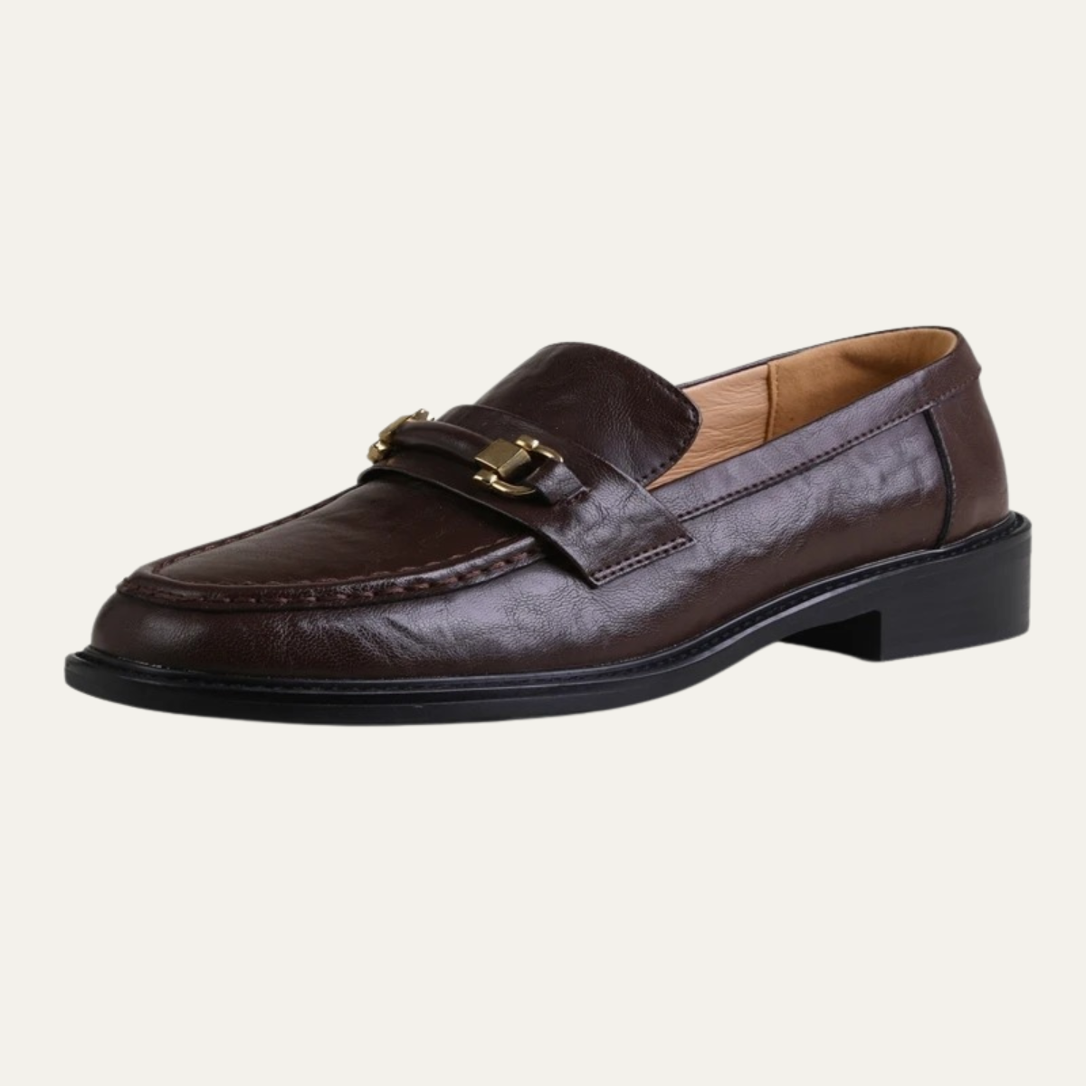 The Montepulciano Men’s Classic Slip On Leather Loafers with Metal Buckle