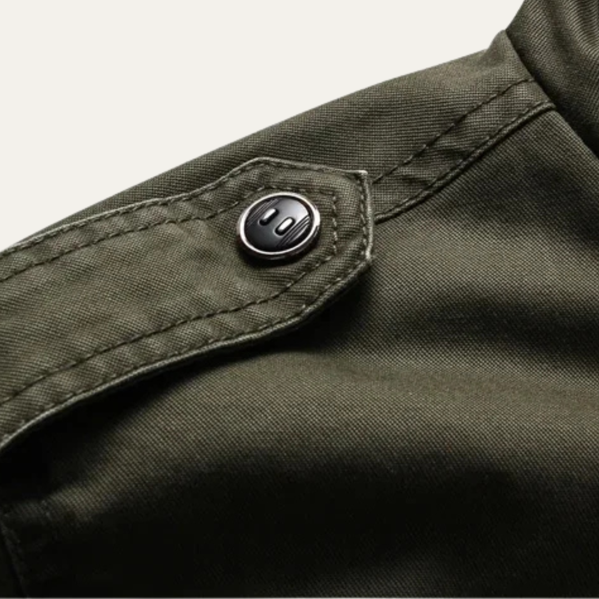 The Levanzo Men's Khaki Military Jacket with Stand Collar & Pockets