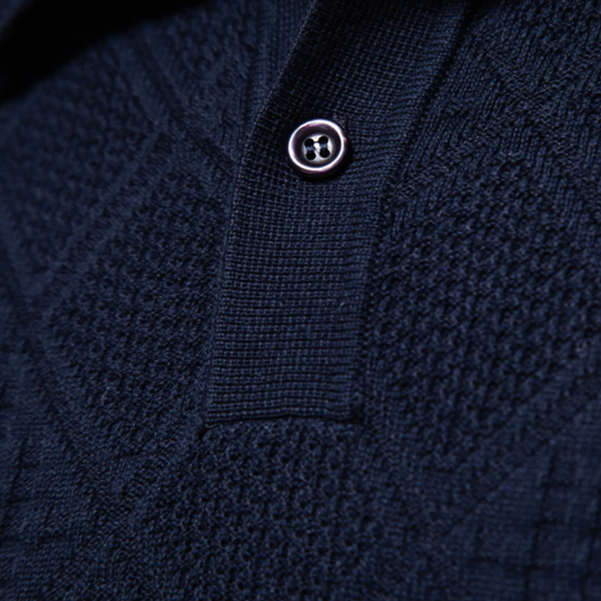 The Hebrides Men's Casual Diamond Pattern KnitPolo Jumper