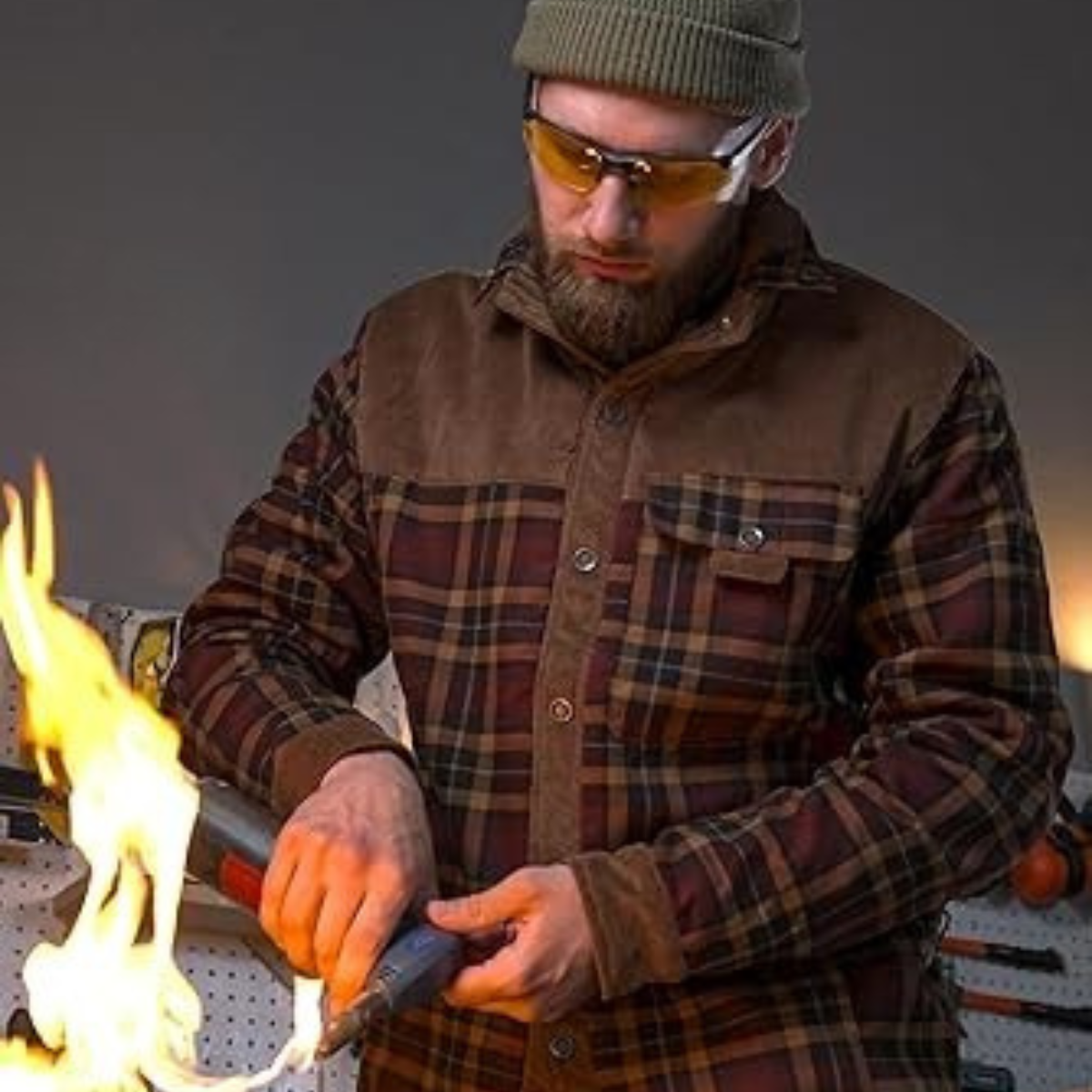 The Procida Men’s Outdoor Sherpa Lined Flannel Shirt Jacket